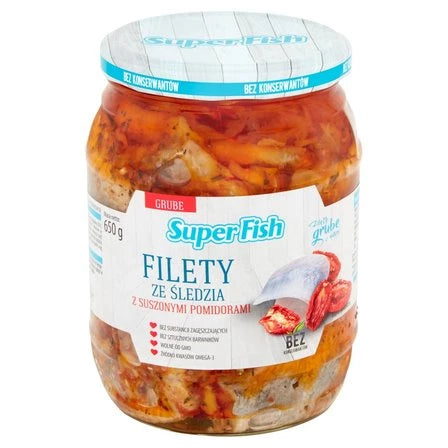 SUPERFISH Filety ze śledzia z suszonymi pomidorami 650 g / 500 g