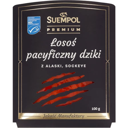 SUEMPOL Premium Łosoś pacyficzny dziki z alaski wędzony w plastrach 100 g